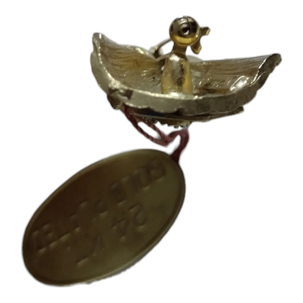 Vintage Creed 24k Gold Plated September Angel Brooch Pin‎